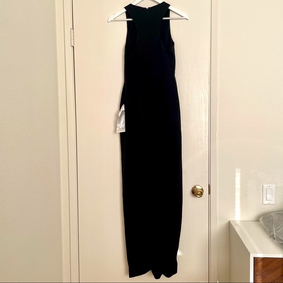 Dress the Population Ariel Racerback Faux Wrap Crepe Black Gown - Size X… - Picture 3 of 12